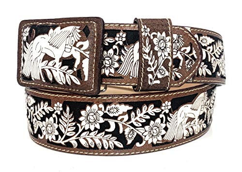 Men's Authentic Western Charro Horse Belt, Cinto Charro Vaquero Fino3