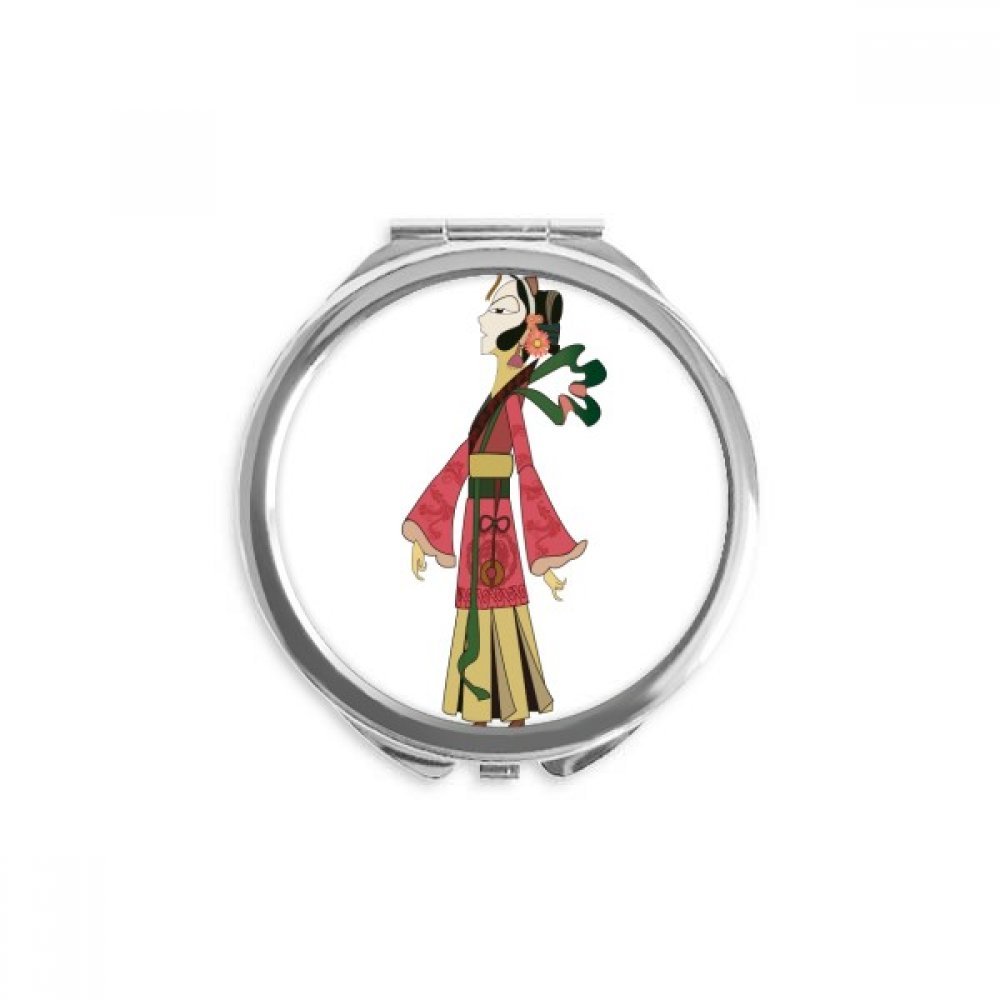 Espejo redondo portátil de maquillaje con ilustración de sombra china
