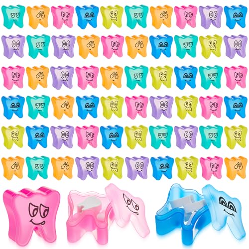 Beeveer 60 Pcs Tooth Holder Saver 1.69 x 1.69 x 1.06 Inch Colorful Plastic Fairy Tooth Box Bulk for Kids Boys Girls Keepsake Lost Teeth Container Gifts for School Party Favor Bag Fillers 6 Colors