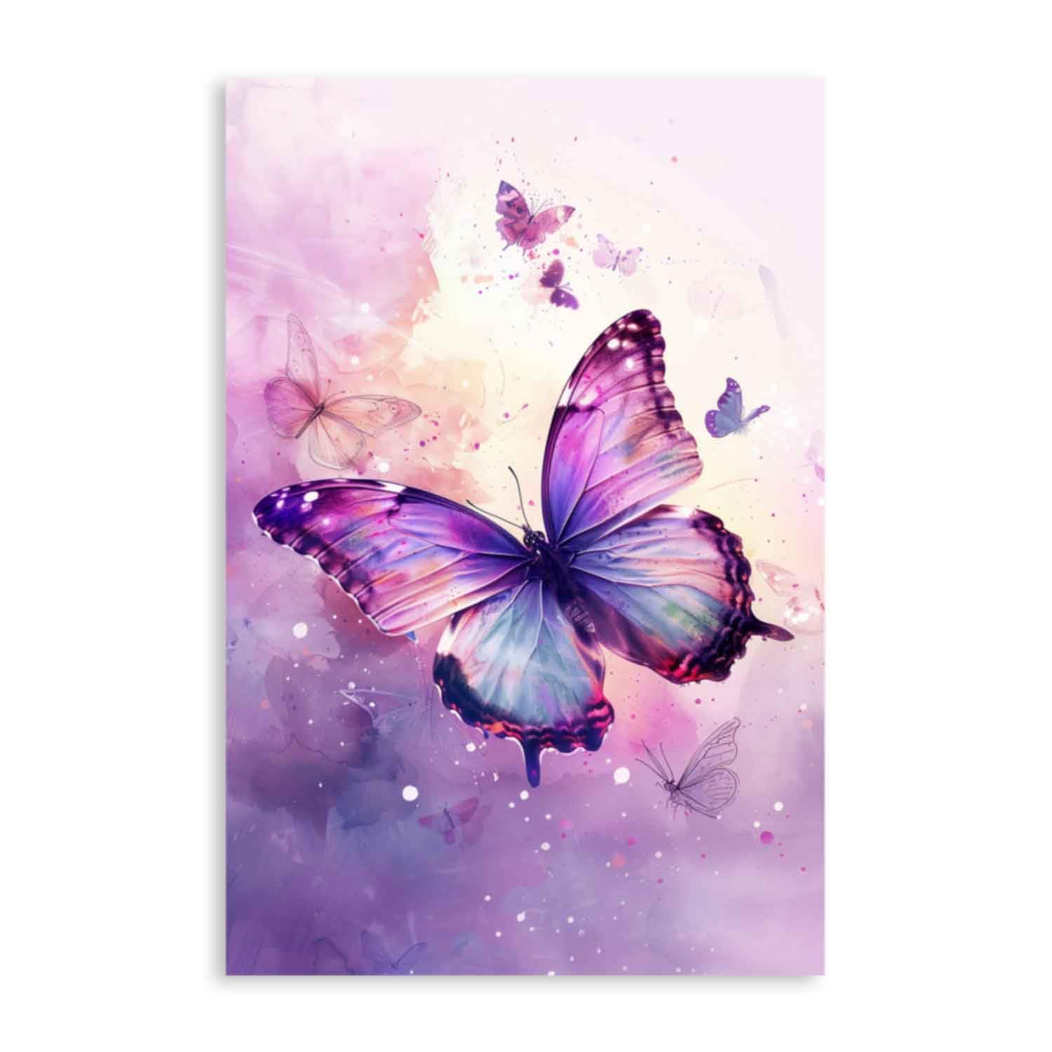YMXZHUANSH Butterfly Canvas Wall Art Purple and Pink Butterfly Pictures for Wall Watercolor Painting for Girl Room Decor Unframed(Pink 24.00" x 36.00"