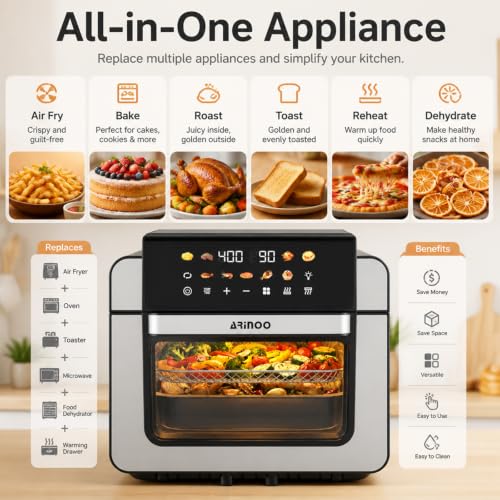 Image of 16 Qt Air Fryer Toaster Oven Combo with PFAS-Free Ceramic Coating