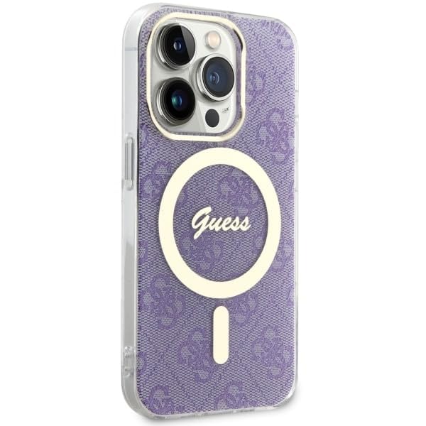 Coque Guess 4G iPhone 14 Pro violette antichoc et compatible MagSafe 6.1 - 4