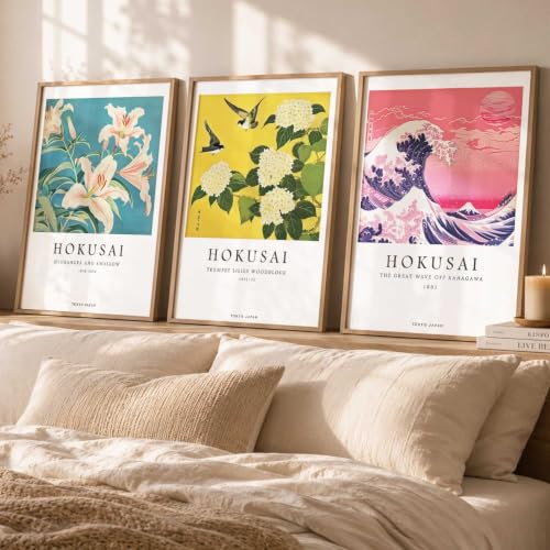 Image of kotart Japanese Nature Art Posters with Frame | Aesthetic Japan Nature Arts Posters with Frames | Japanese Art Framed Poster for Bedroom Living Room Gaming Room Wall Decor Set Of 3 (14x20 Inch)