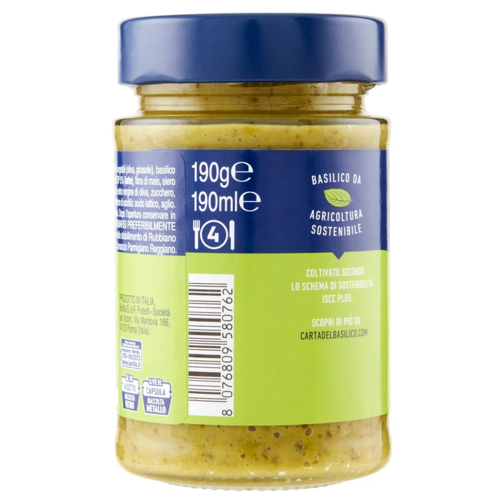 24x Barilla Pesto alla Genovese 190g | Glutenfreie Italienische Pasta-Sauce mit 100% italienischem Basilikum und Parmigiano Reggiano, Nudel-Soße + Beni Culinari Kostenloser Schlüsselanhänger