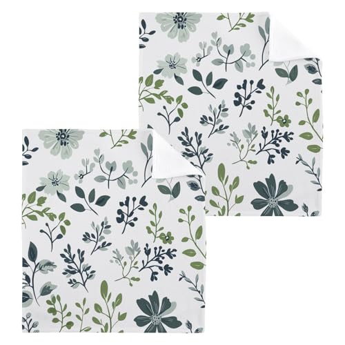 PaChyLuu 6 Pack Floral Cotton Washcloths Highly Absorbent Face Cloth Reusable Body Towels, Gentle for Sensitive Skin, 12 x 12 Inch