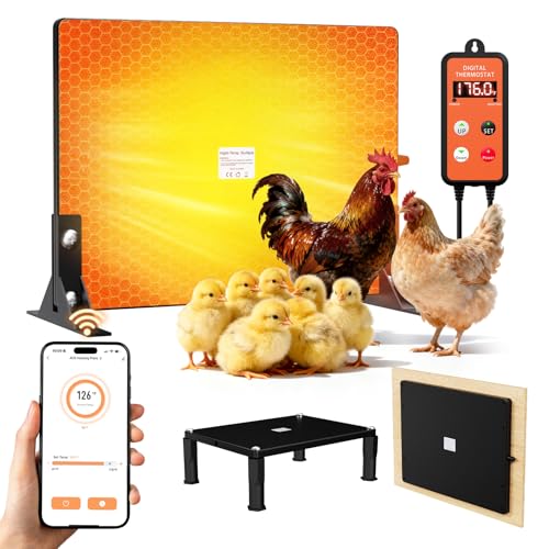 JISSBON - Wärmeplatte Küken WLAN-Verbindung APP Fernbedienung，Hühnerstall Heizung，1-24-Stunden-Smart-Timer，Winter 5℃-80℃ 120W Temperatur-Einstellung，Geeignet zum Wärmen von Küken und Anderen Kleintieren - -5%