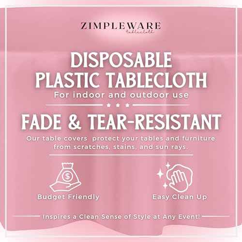 ZIMPLEWARE Premium Pink Plastic Table Cloth Disposable (12 Pack) Round Tablecloth (84in) Party Table Cloths Disposable, Perfect Table Cloth Round Cover for Any Table Up to 6 Feet by ZIMPLEWARE - Used condition - Image 2