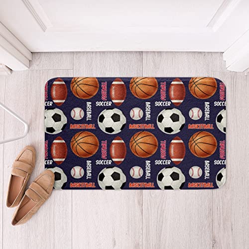 Difnary Soccer Bath Mat Boys Football Basketball Bath Rug Ball Sports Games Door Mat For Boys Baseball Gaming Non-Slip Bathroom Floor Mat Toilet Rug Plush Shaggy Microfibe 16"X24" Gamer Room Decor #TOP1