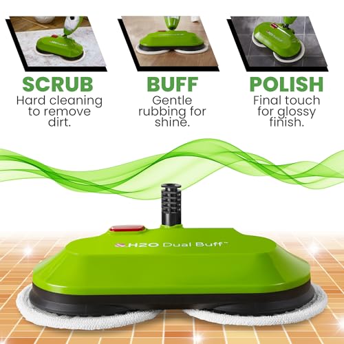 H2O MOP X5 Dual Buff Steam Mop Head Attachment - Great For Hardwood, Tile Floor Buffing, Cleaning and Steaming - Includes 2 Soft Scrub Washable Pads - Image 3