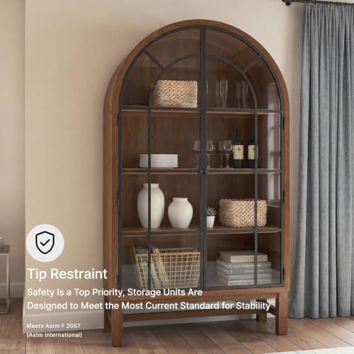 Image of Signature Design by Ashley Basinger Glass Door Display Cabinet, Brown