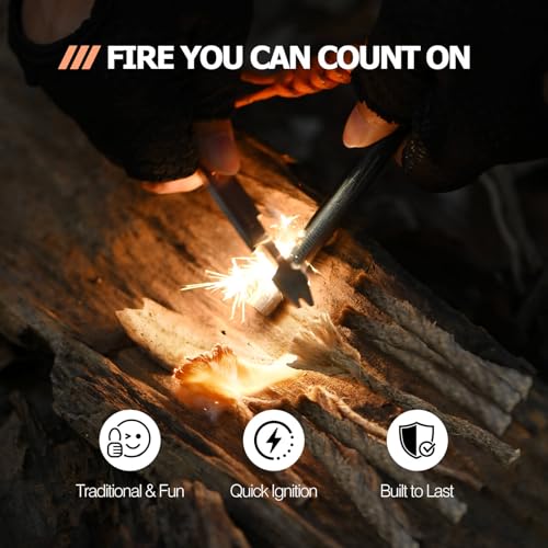 VitarayX Ferro Rod Fire Starter Survival Tool – All-in-One Flint and Steel Fire Starter Kit, Waterproof Firestarter for Camping, Hunting, Bushcraft, Hiking & Emergency Preparedness - Thumbnail 3