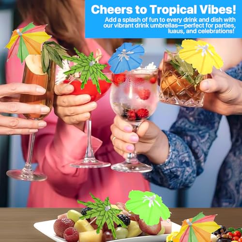【3 Styles 150 PCS】Drink Umbrellas Cocktail Picks, Cocktail Umbrellas for Drinks, Drinking Parasols, Mini Paper Umbrella Toothpicks Sticks for Tiki, Luau, Hawaiian Tropical Party Decoration Garnish.