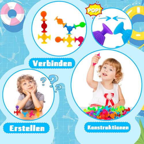 40 Stück Saugnapf Spielzeug, Montessori Spielzeug ab 3 Jahre, Silikon Sensorik Reise Spielzeug mit Dinosauriereier Stressabbau-Spielzeug Autismus Bausteine Geschenke für 4 5 6 7 8 Jahre Jungen Mädchen
