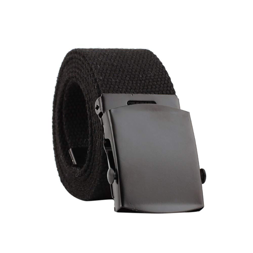 Cocila Women's Black Men Military Tactical Ratchet Automatic Sliding Buckle Fashion Nylon Canvas Braided Trouser Belt(Black)