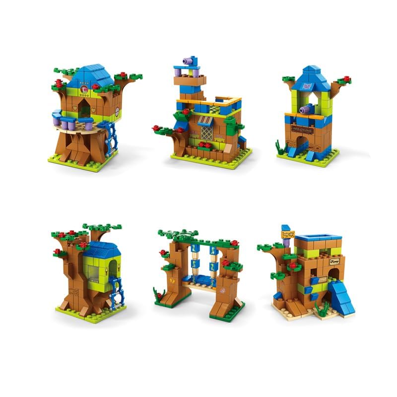Image of SKY LINE OCEAN 6-in-1 Tree House Building Blocks Set (1000+ Pieces) | STEAM Learning Construction Kit for Kids | Build Treehouses, Jungle Camps & Nature Adventures | 6 Month Structural Warranty