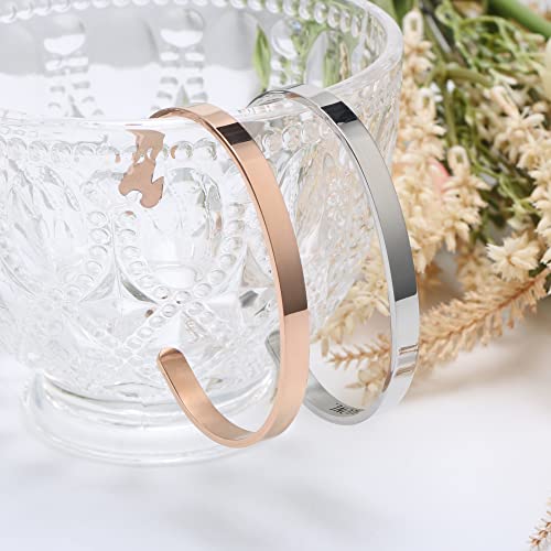 Joycuff Blank Cuff Bracelet Stainless Steel Jewelry Minimalist Simple Open Bangle Rose Gold #TOP4