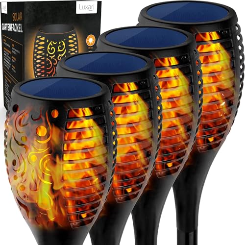 Luxari Torcia da giardino – 12 x torce solari per esterni – Lampada solare impermeabile da giardino – Lampade solari automatiche per esterni giardino