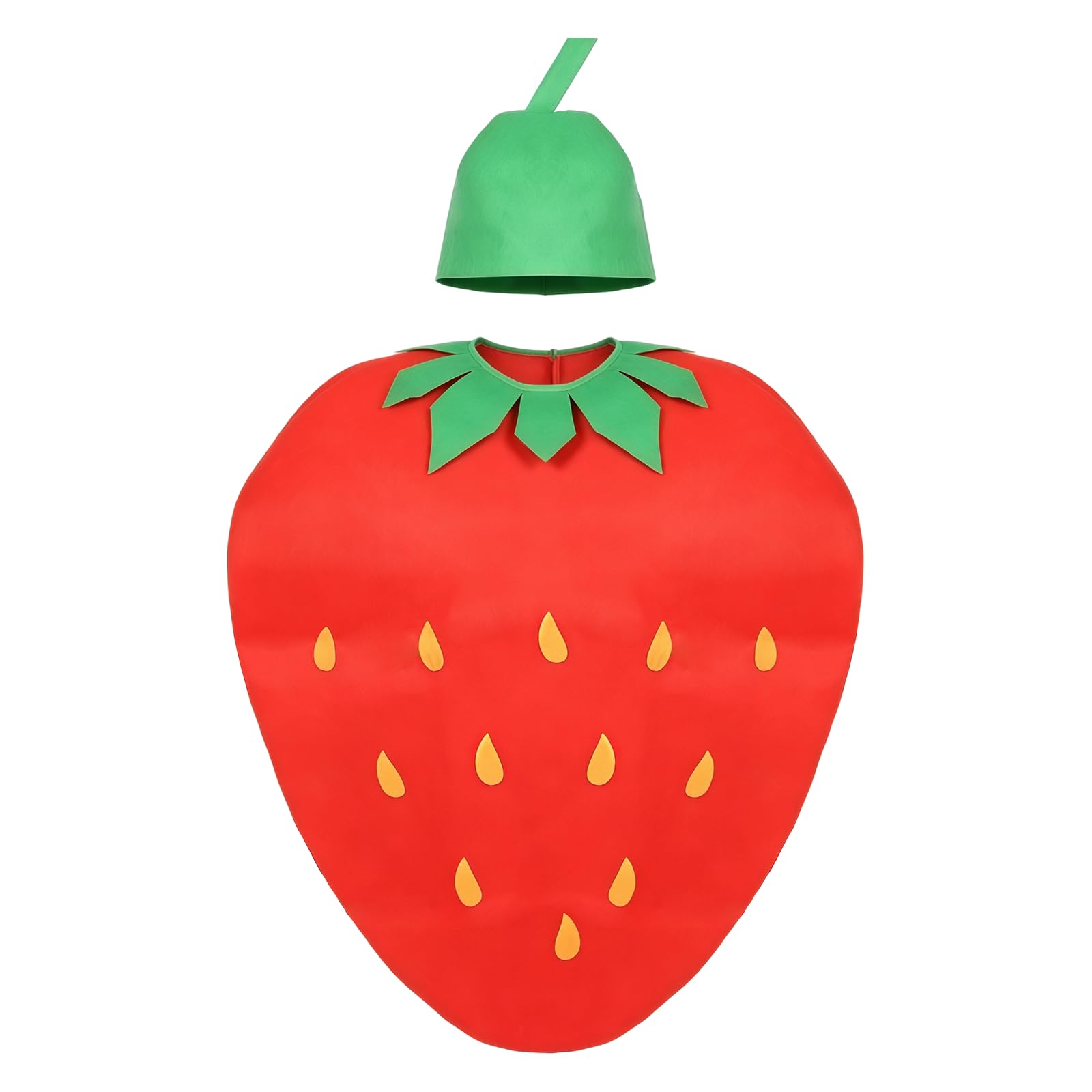 JNAWA Strawberry Costume for Adults Non-Woven Fabric Fruit Cosplay Outfit with Headpiece Funny Costume for Halloween Cosplay Party Supplies