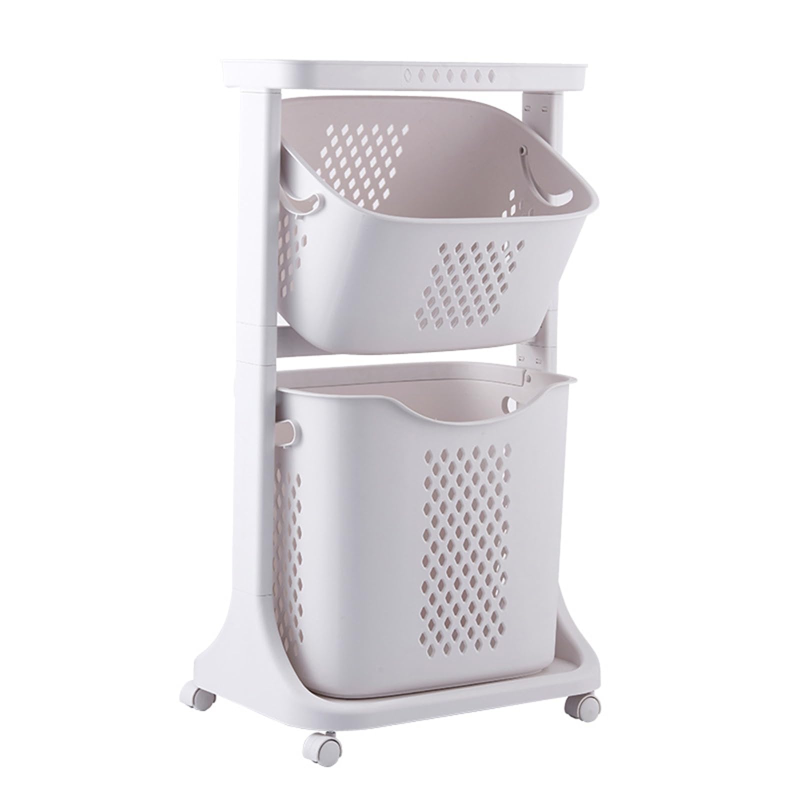SFSLBFB 3-Tier Rolling Laundry Basket with Wheels & Storage Shelves, Versatile Sorter Cart for Clothes and Toys, Space-Saving Design