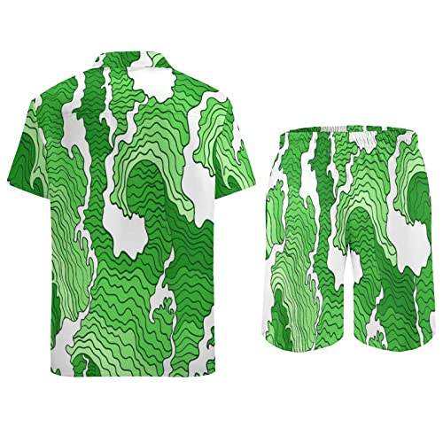 Camisa masculina moderna casual dia de São Patrício impressão digital 3D botão lapela manga curta sh