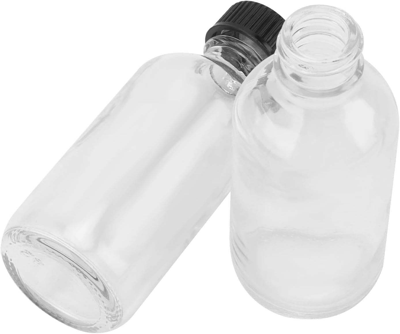 12 Pack 60ml Mini Glass Bottles, 2oz Clear Shot Bottles with Lids, Funnels, Stickers and Brush, Small Empty Glass Bottles for Water, Juice, Ginger, Whiskey, and Essential Oil