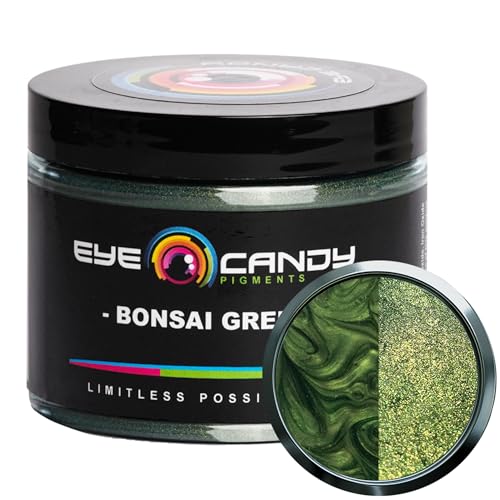 Eye Candy Pigments Premium Green Mica Powder - Bonsai Green (50gr) - for Epoxy, Resin, Soap, Paint...