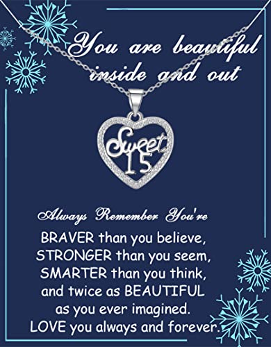 BNQL Sweet 15 Gift for Girls 15th Birthday Necklace Happy 15th Birthday Gift 15 Year Old Girl Birthday Gift Jewelry Necklace