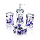 ADUTY Modern Bathroom Washing Accessories Nature Series Bathroom Organizer 4 Sets with Purple Color Dry FlowersAD022
