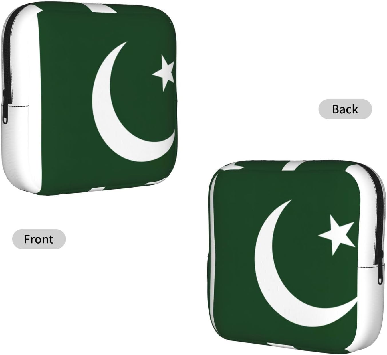 Flag Of Pakistan Print Women Period Bag Sanitary Pouch Portable Pad Pouch Tampon Holder Small Zipper Pouch Storage Bag