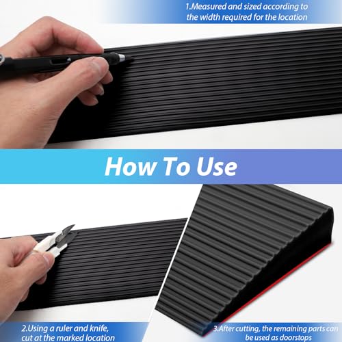Türschwellenrampen, Schwellenrampe, PVC Rollstuhlrampe, rutschfeste Oberfläche, Gummirampe Auffahrrampe Schwellenrampe für Rollstuhl, Kinderwagen, Rollator oder e Scooter (Schwarz, 90X8X1CM)