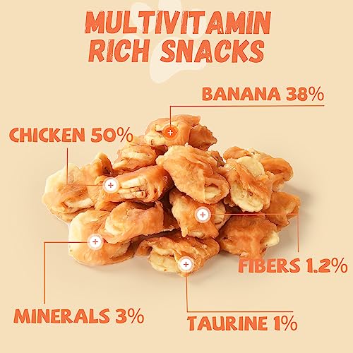 Pawmate Chicken Wrapped Banana Slices Dog Treats Small Dogs, Healthy Rawhide Free Low Fat Soft Training Snacks Chews With Taurine #TOP1