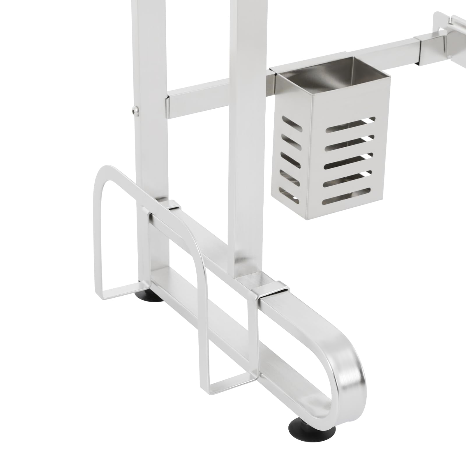 Escurreplatos de 29 x 78 cm, 2 niveles sobre el fregadero, escurridor de platos de acero inoxidable, organizador extensible sobre el fregadero de la cocina para guardar especias