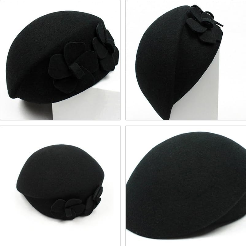1pc Hat Warm Beret Lady French Beret Women Floral Lady - Image 7