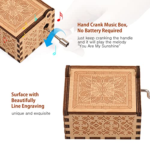 SLPB Ca a de música de madeira vintage do tamanho da palma da mão manivela ca a de madeira ca a de m