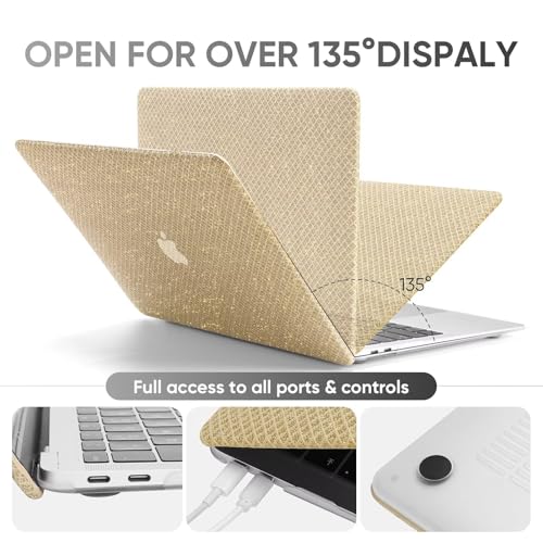 iNOTOGG Compatible with MacBook Pro 13 Inch Case 2022-2016, A2338 M1 M2/A2289/A2251/A2159/A1989/A1706 with Touch Bar & Touch ID, Glittery Hard Plastic Protective Case with Keyboard Cover, Camel by iNOTOGG - Image 3