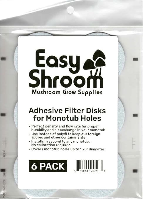 2" Adhesive Monotub Filter Disks (6 Filters) | Better Than Polyfil or Filter Tape | Mushroom Growing Supplies