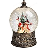 Gorrzai Snowman Snow Globe Lantern, Lighted Musical Snow Globe Decorations Indoor for Home Decor with Music Timer Glitter, Light Up Holiday Decor Gift, USB or Battery Operated
