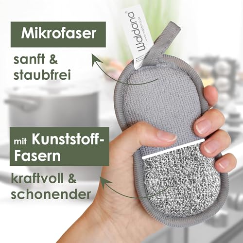 Waldana Putzschwamm, waschbar & doppelseitig (8 STK.) Spülschwamm Scheuerschwamm Mikrofaser Schwamm Küchenschwamm Kamin Reniger Topf Schwämme Sponge
