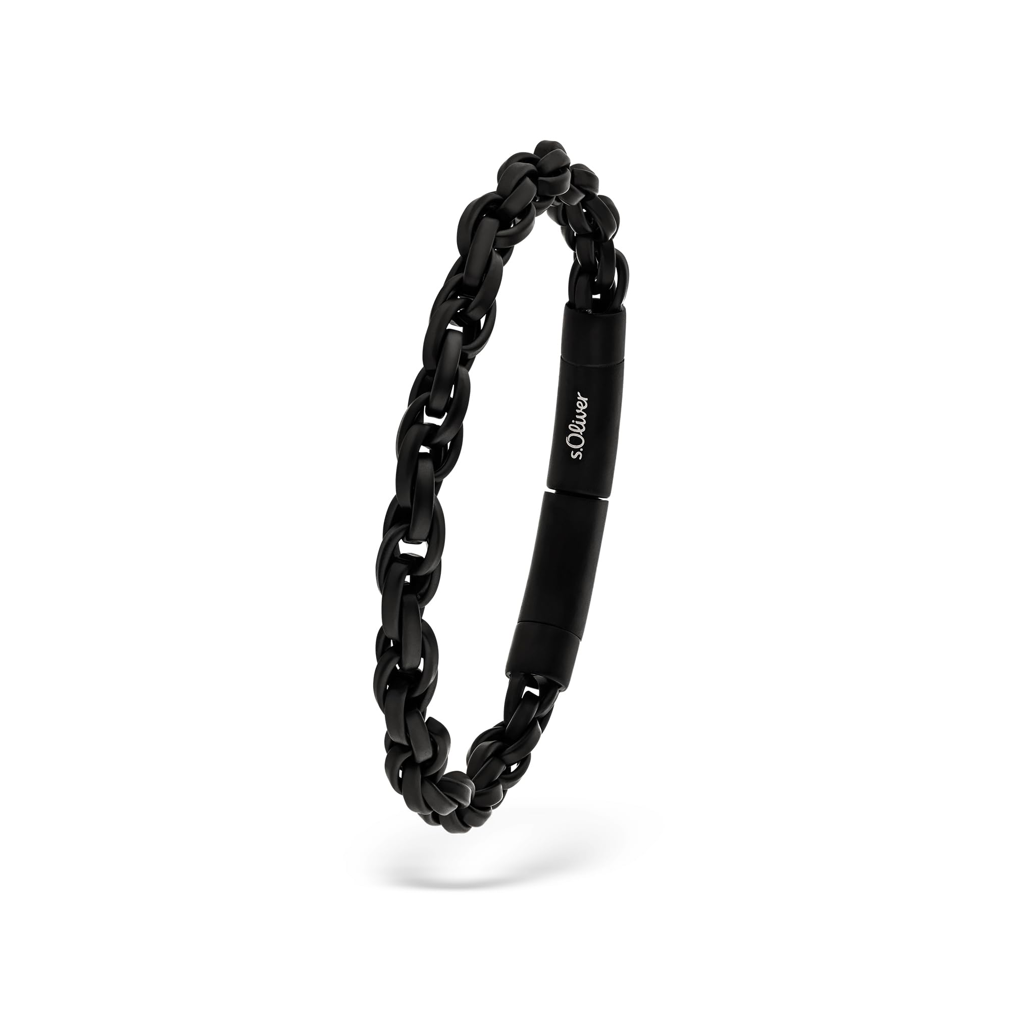 s.Oliver Men's Bracelet – Bracelet Made of Matte Stainless Steel – IP Gun – Adjustable up to 22 cm – Waterproof and Skin-Friendly