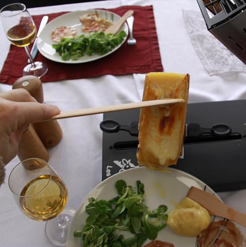 LITTLE BALANCE 8761 Savoyarde 1/4 muela Meuuuh…!, Rasqueta tradicional cuarto de muela, 4 personas, Portaqueso deslizante, Sin PFAS, antiadherente, 600 W, acero inoxidable/negro - imagen 4