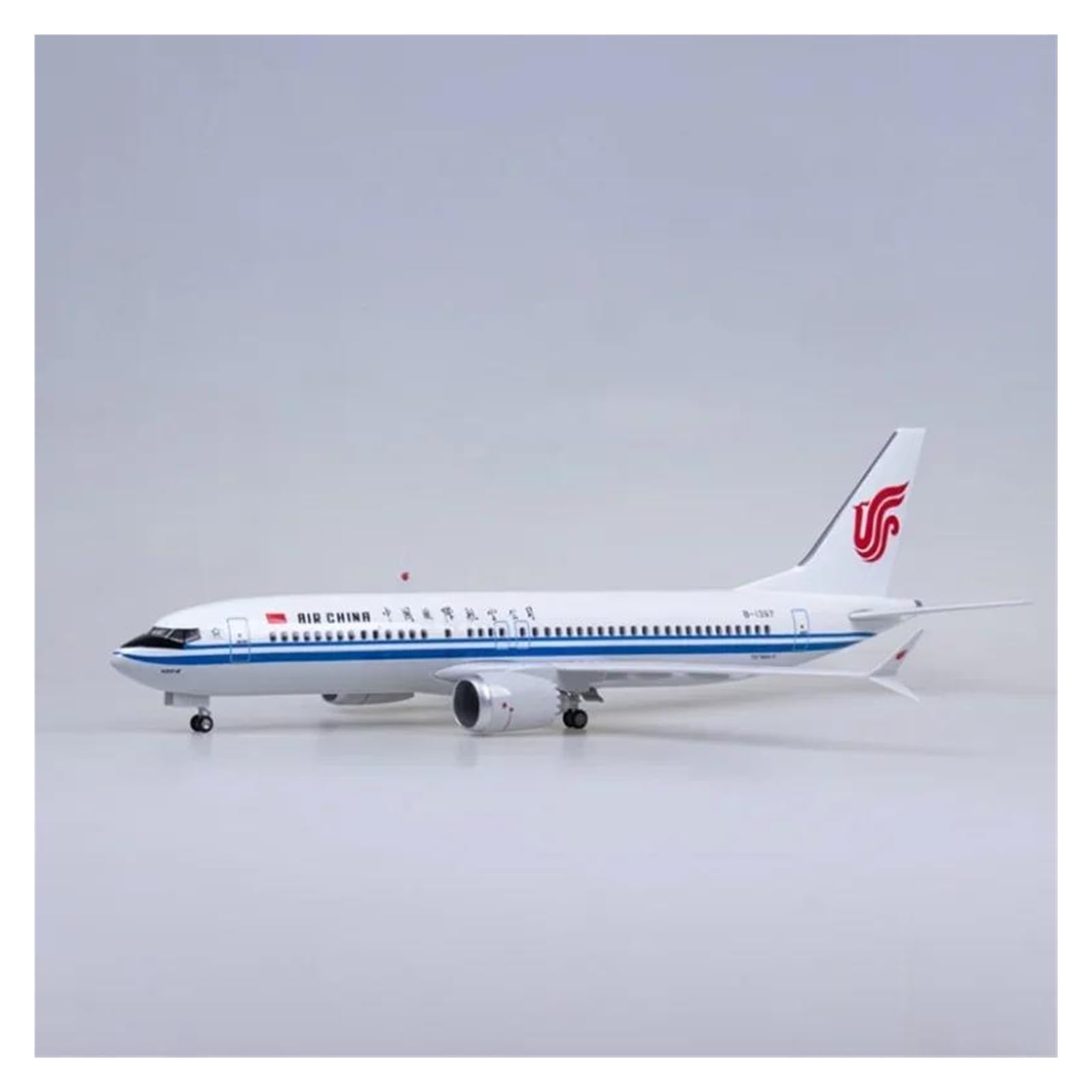 Odlewane zabawki samolotowe w skali 1/85 do samolotu 737MAX B737 samolot ze światłem i kołem odlewany żywiczny model samolotu wyświetlacz biurkowy modele samolotów do zbierania i wyświetlania (ze
