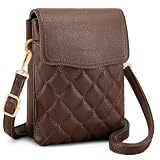 Goinsound Small RFID Purses for Women Quilted Crossbody Cell Phone Purse with RFID Blocking Credit Card Slots Dark Brown