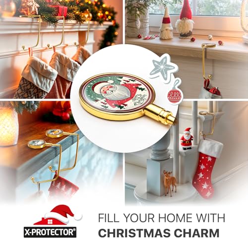 image for X-Protector Stocking Holders for Mantle - 6 PCS - Premium Christmas St