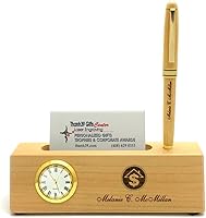 Vista 4 de Tarjetero personalizado de palisandro sólido con reloj y bolígrafo para hombres BUS-MP-Bankers