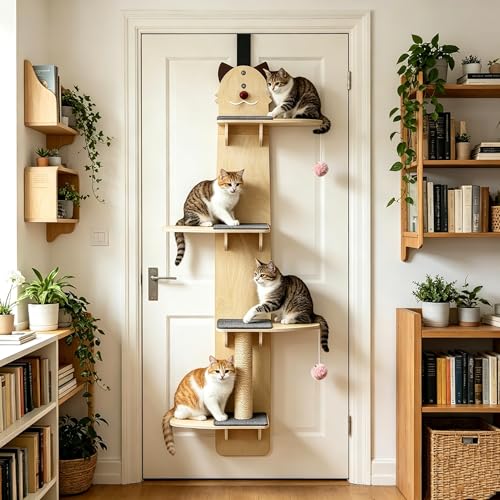 Estructura para Gatos 4 Niveles para Puerta Madera Sólida miniatura 1