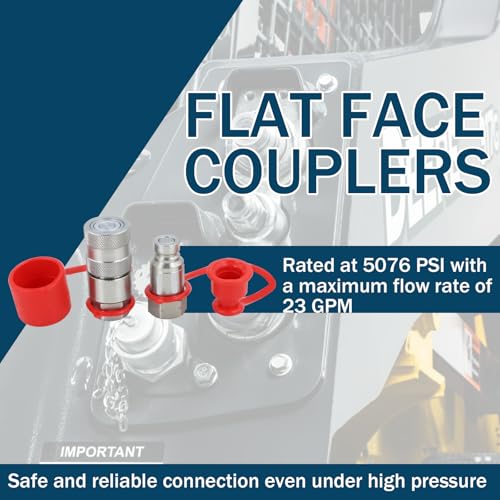Image of 1 /4 inch Skid Steer Flat Face Hydraulic Quick Connect Couplers With Dust Covers - Compatible With Parker FE Series | Safeway FFE49 Series | Faster FFH Series