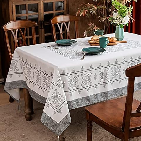 ARTABLE Printed Tablecloth Cross Stitches Pattern Rectangular Tablecloth Nordic Style Christmas Tablecloth Restaurant Kitchen Coffee Table Wedding Party Outdoor (Grey, 60 x 104 Inch) Cover