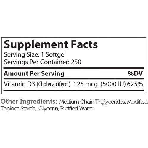 Zahler Vitamin D3 5,000Iu, Vitamin D Supporting Bone Muscle Teeth And Immune System, Certified Kosher (250 Count) #TOP4