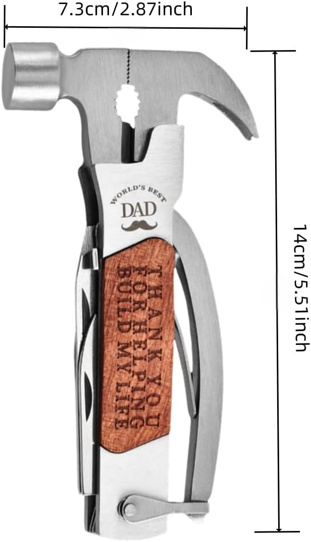 14 in 1 Multitool Hammer Multi Tool Survival Gear Multitool，Survival Tools Camping Accessories With Pliers,Nail Puller,Screwdriver,Saw,Bottle Opener,Present for Husband,Dad,Grandpa