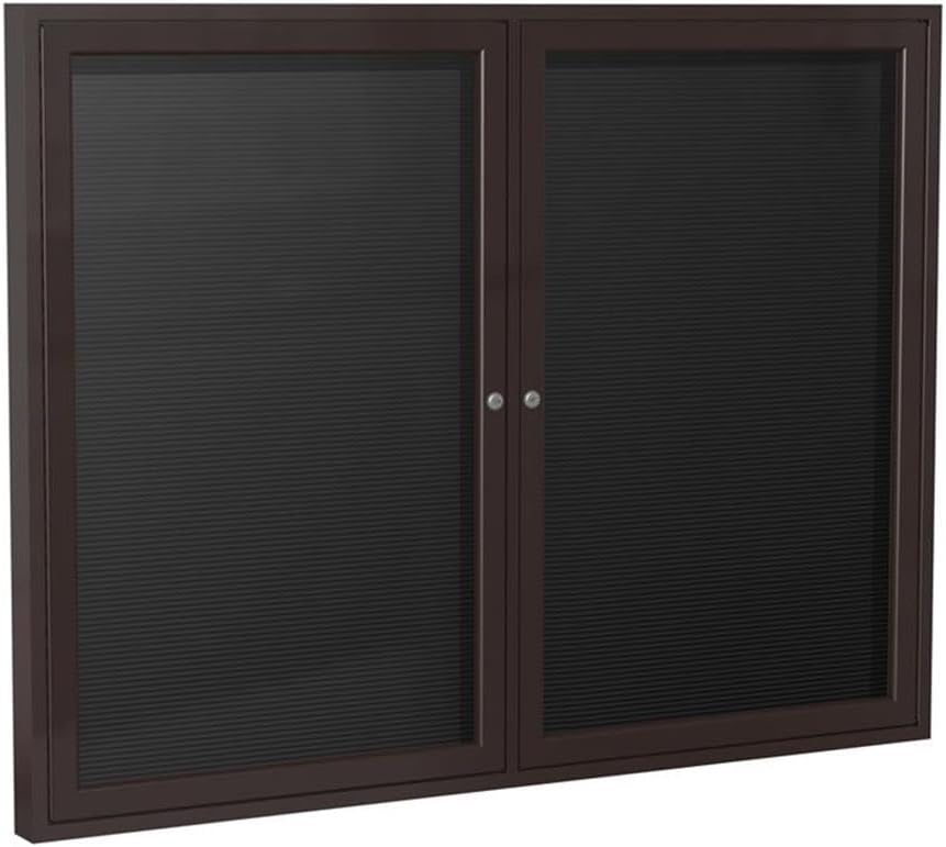 Ghent 4" x 6" 3-Door Bronze Aluminum Frame Enclosed Flannel Letter Board, Black